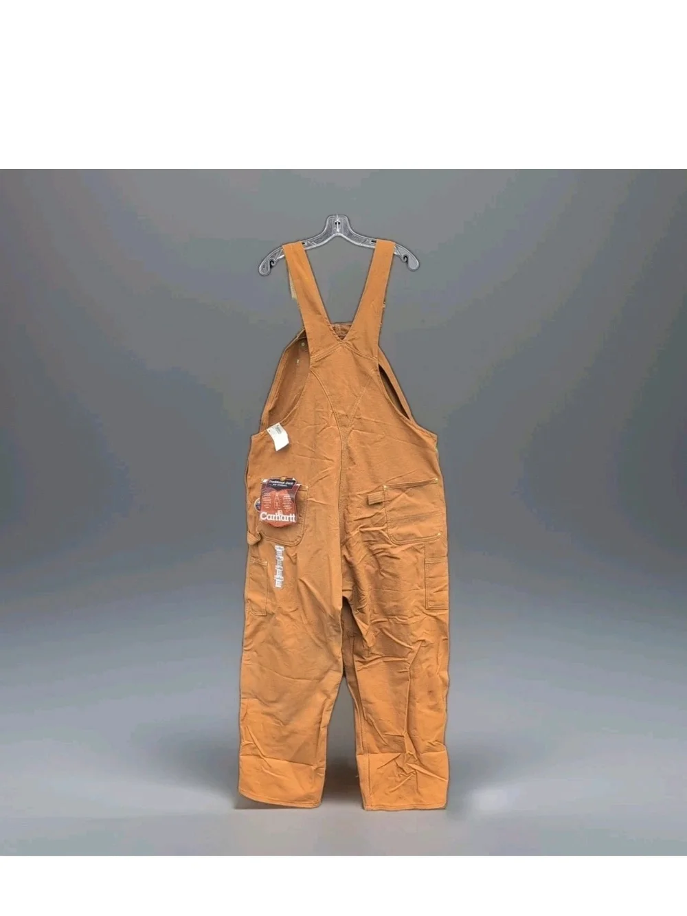 Vintage Carhartt Duck Bibs 46x30 Brown Double Knee Unlined Work Overalls R01 USA